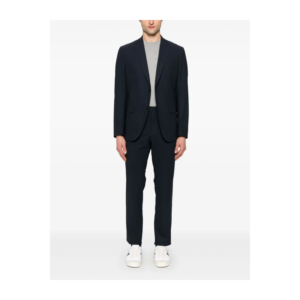 Hugo Boss Blauwe Jurk Met Voorknoopsluiting Achterventilatie Blue Heren