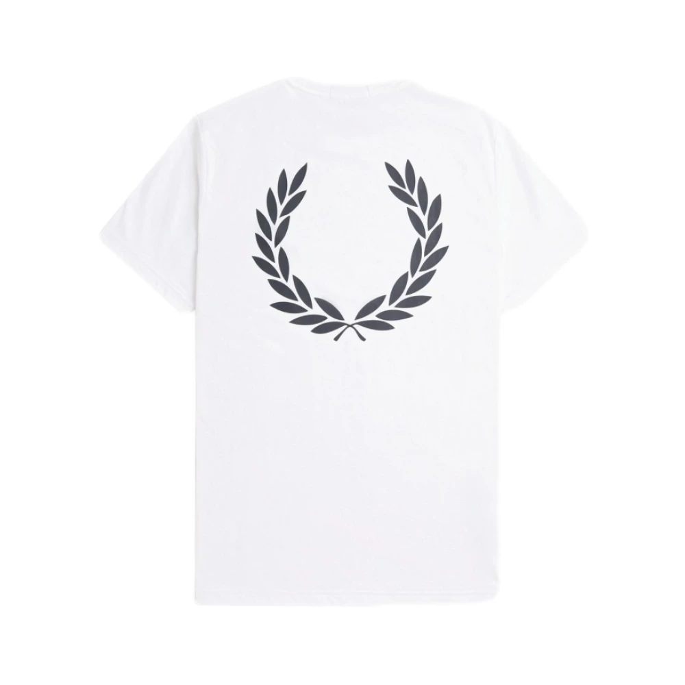 Fred Perry Witte grafische T-shirt met Laurel-ontwerp White Heren