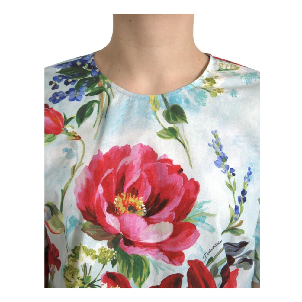 Dolce & Gabbana Blauw Bloemenprint T-Shirt Multicolor Dames