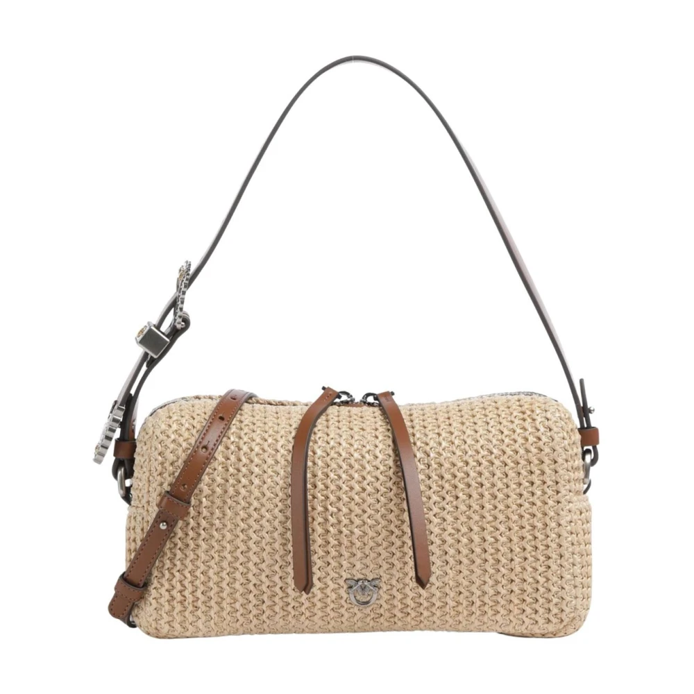 Pinko Women's Beige Bauletto Trittico Rafia + Vite - Shoulder Bags - One Size - Bags