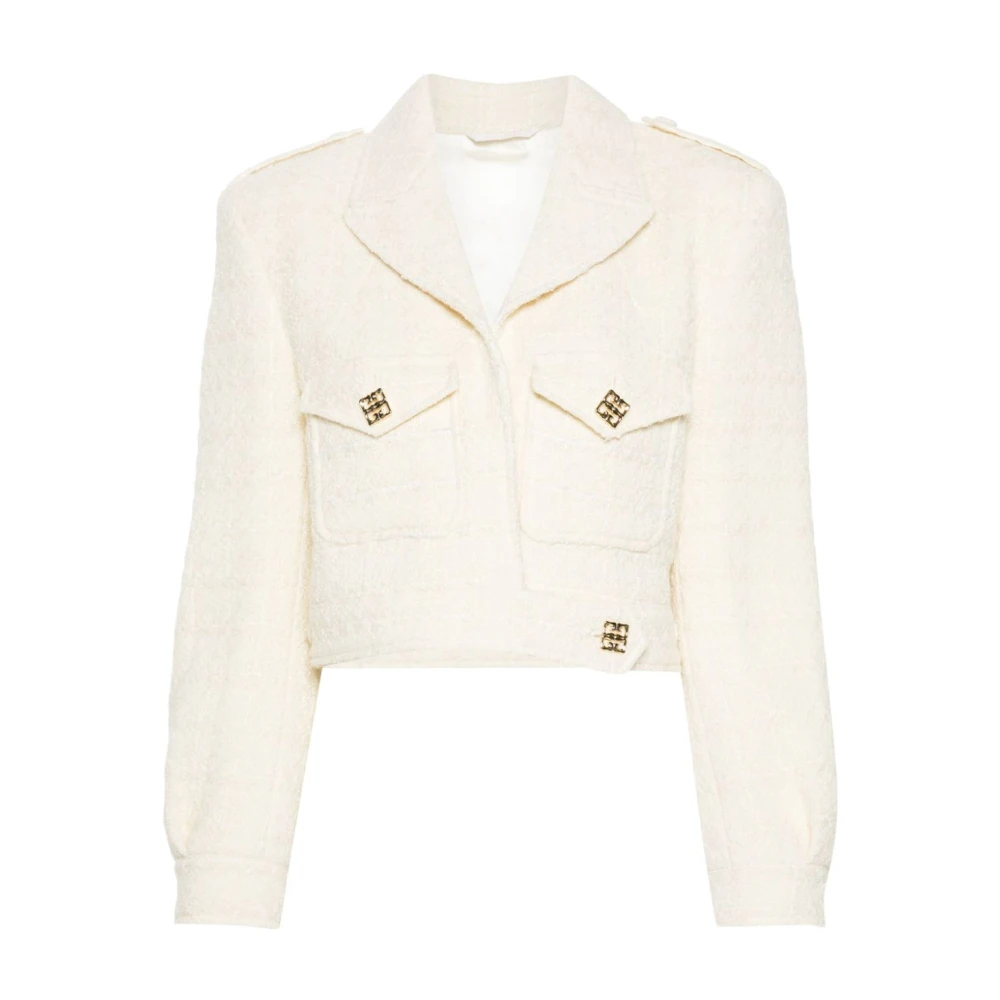 Givenchy Kort Naturel Jasje met Gouden Logo`s Beige Dames