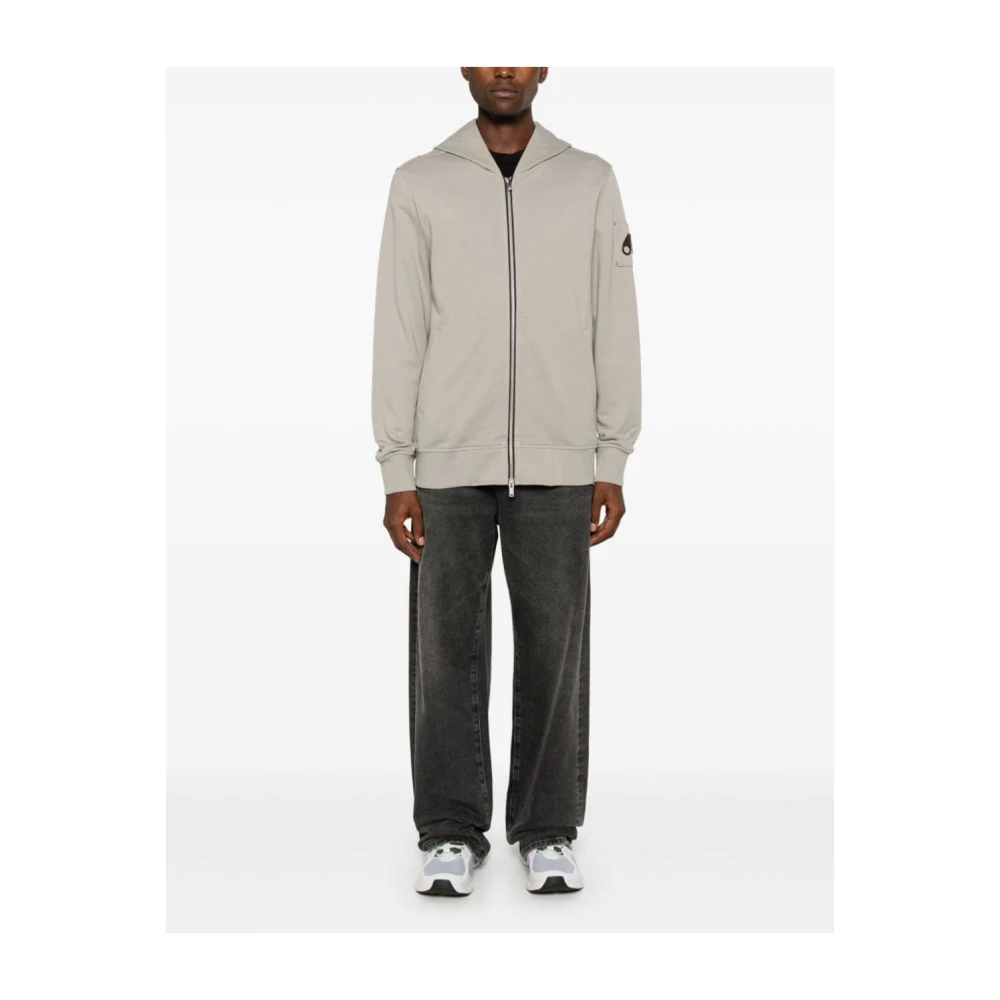 Moose Knuckles Grijze Hoodie met Rits 100% Katoen Gray Heren