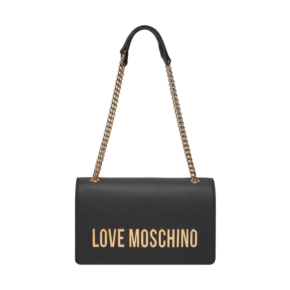 Love Moschino Zwarte schoudertas met opvallende liefdesbelettering Black Dames