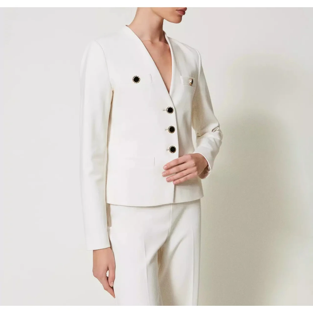 Twinset Blazerjas met juweelknopen White Dames
