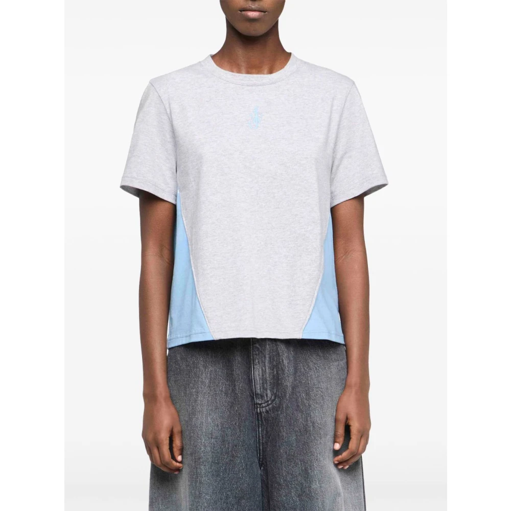 JW Anderson Grijze Panel Ronde Hals T-shirt Gray Dames