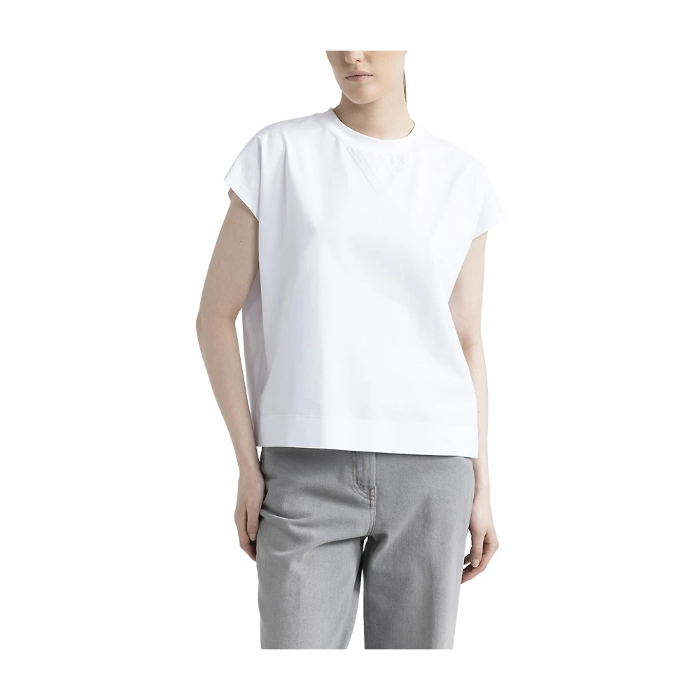 PESERICO Katoenen jersey T-shirt met lovertjes White Dames