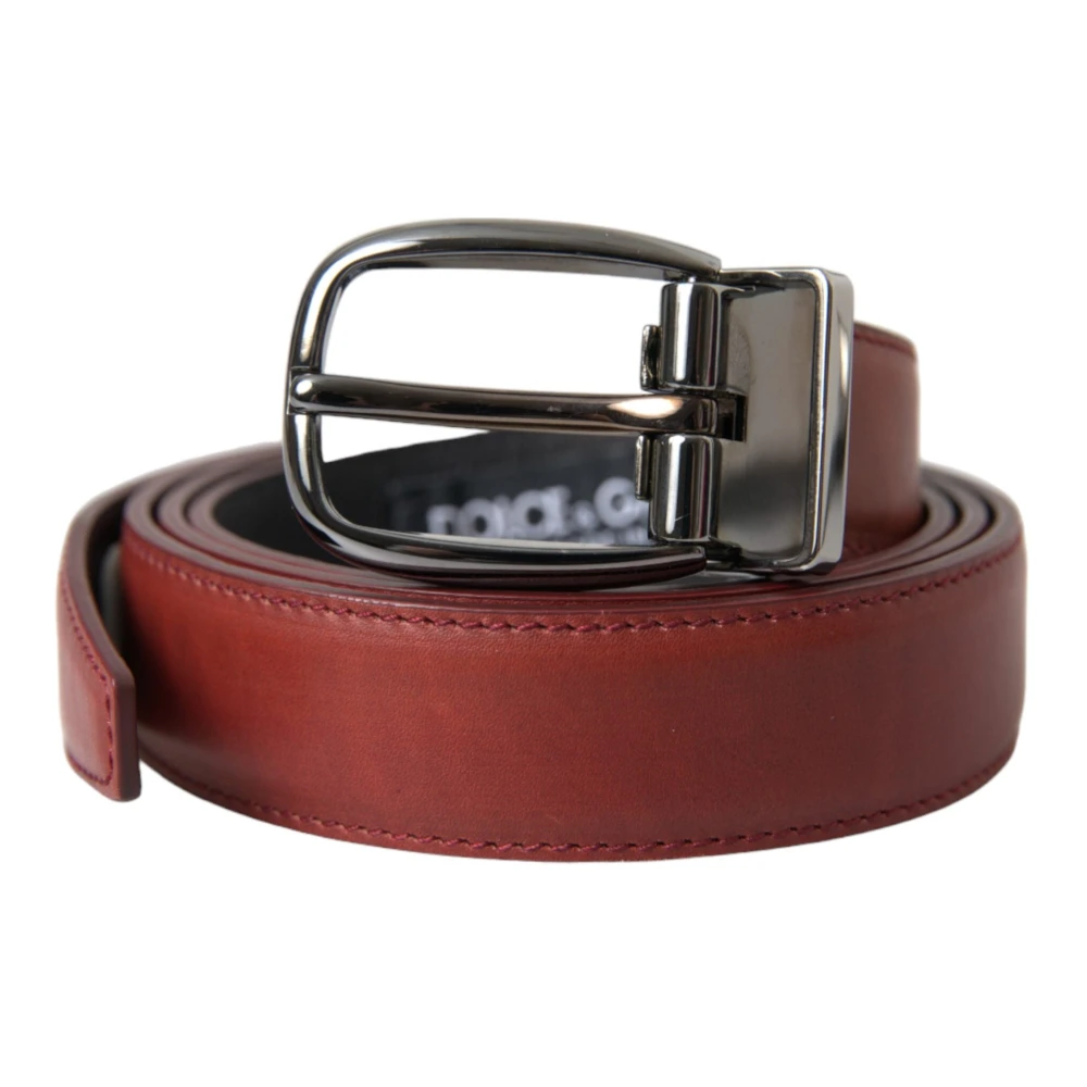 Dolce & Gabbana Bruin Leer Zilveren Gesp Riem Mannen Brown Unisex