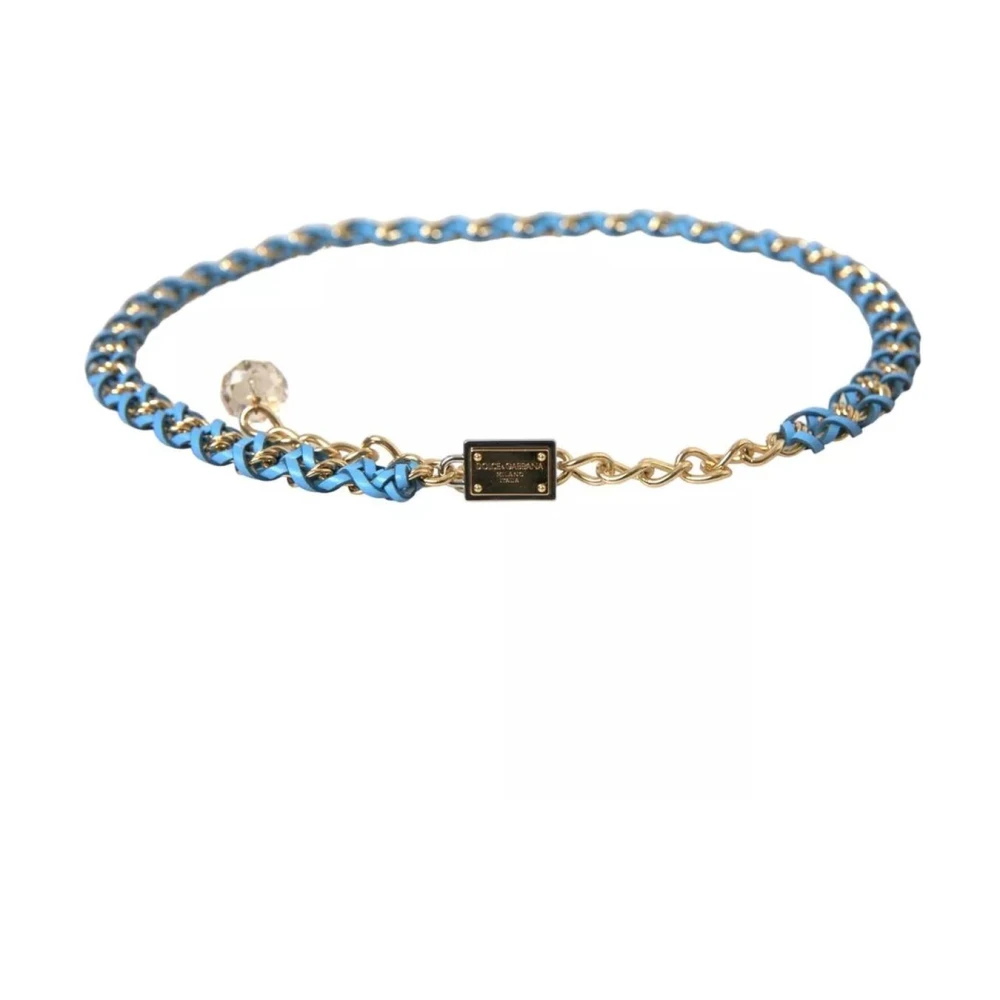 Dolce & Gabbana Blue Braided Leather Chain Belt - Female - Belts - One Size - Accessories