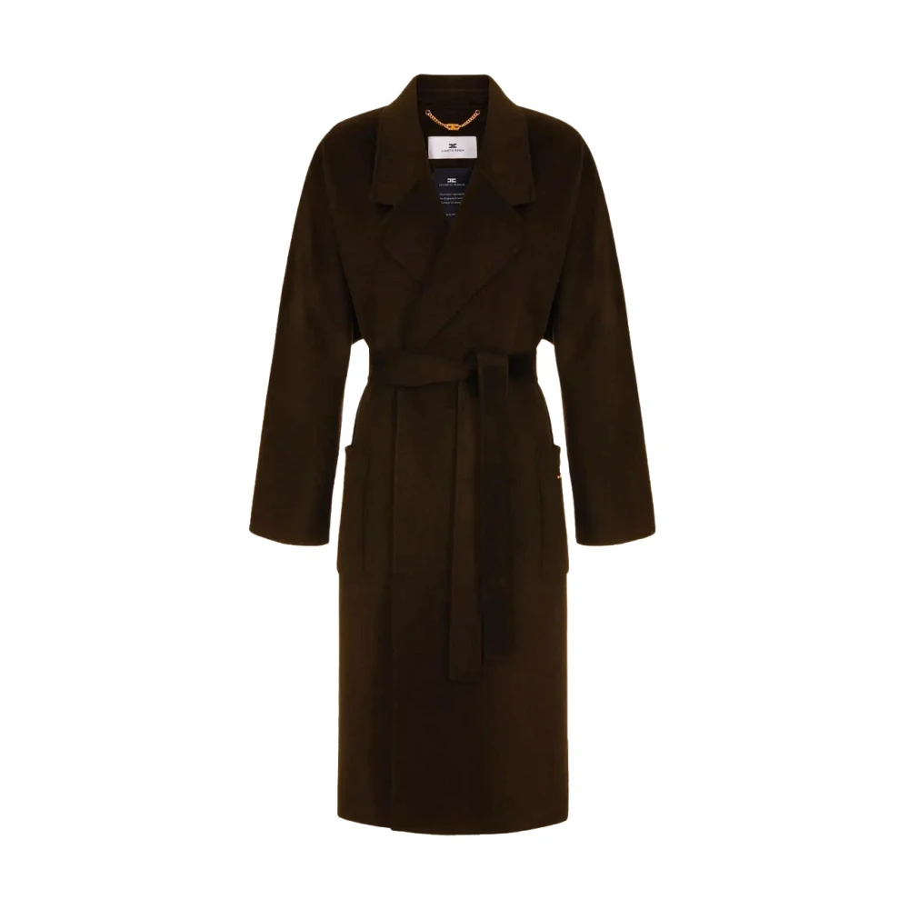 Elisabetta Franchi - Wollmantel Mit Gürtel - Coats - Damen - Braun - M - Bild 3