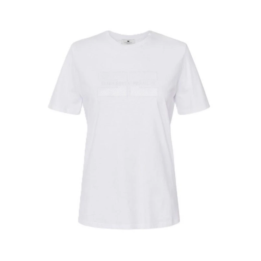 Elisabetta Franchi White Cotton T-Shirt - Female - T-Shirts - S - Tops