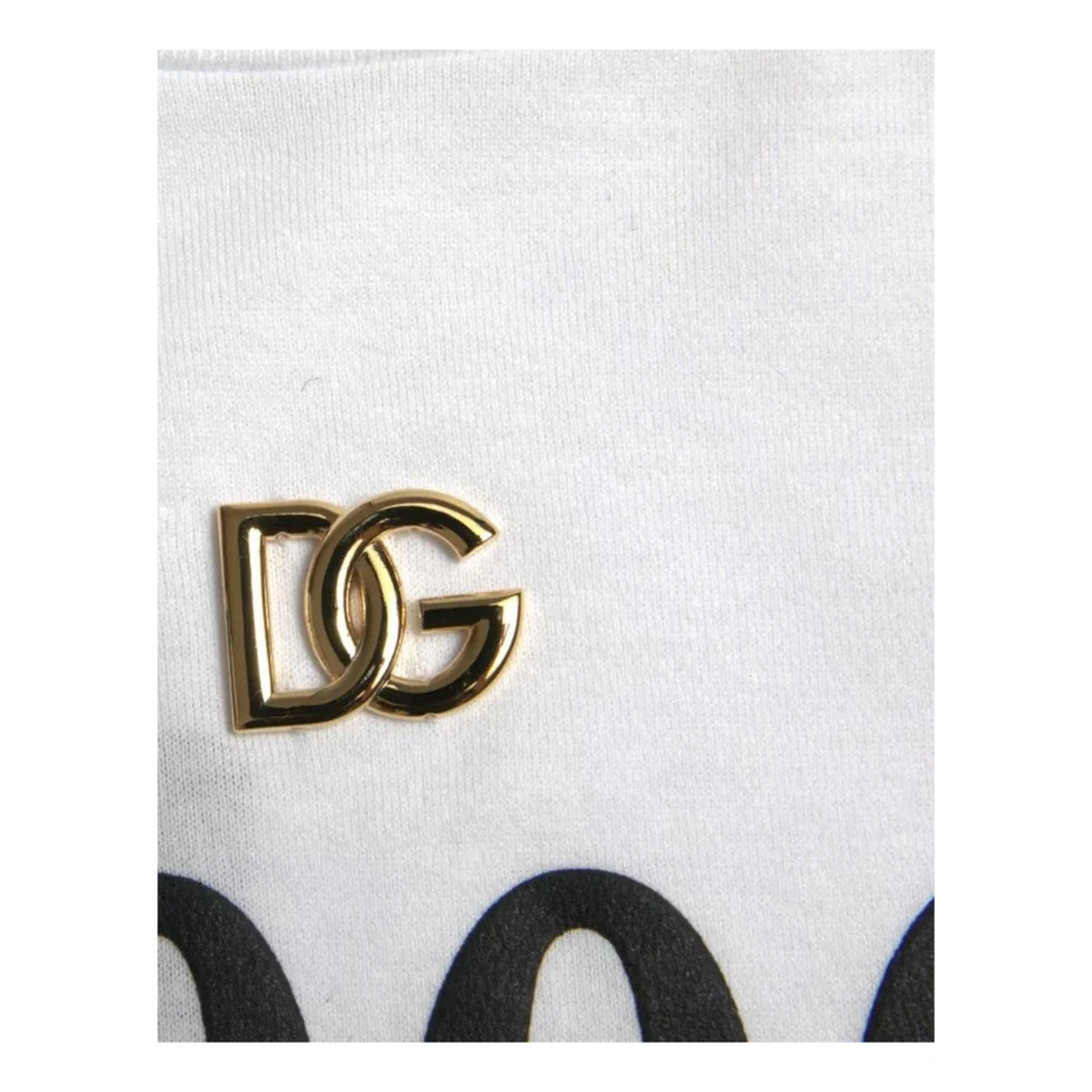 Dolce & Gabbana Witte Mode T-shirt met Slogan Print White Dames