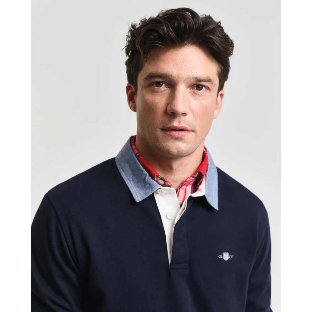 Gant Grafische Twill Kraag Rugger Shirt Blue Heren