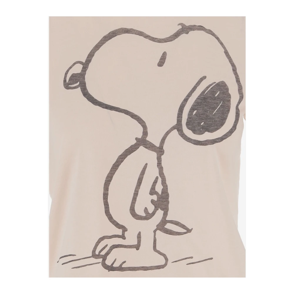 Re Done Snoopy Print Katoenmix T-shirt Beige Dames