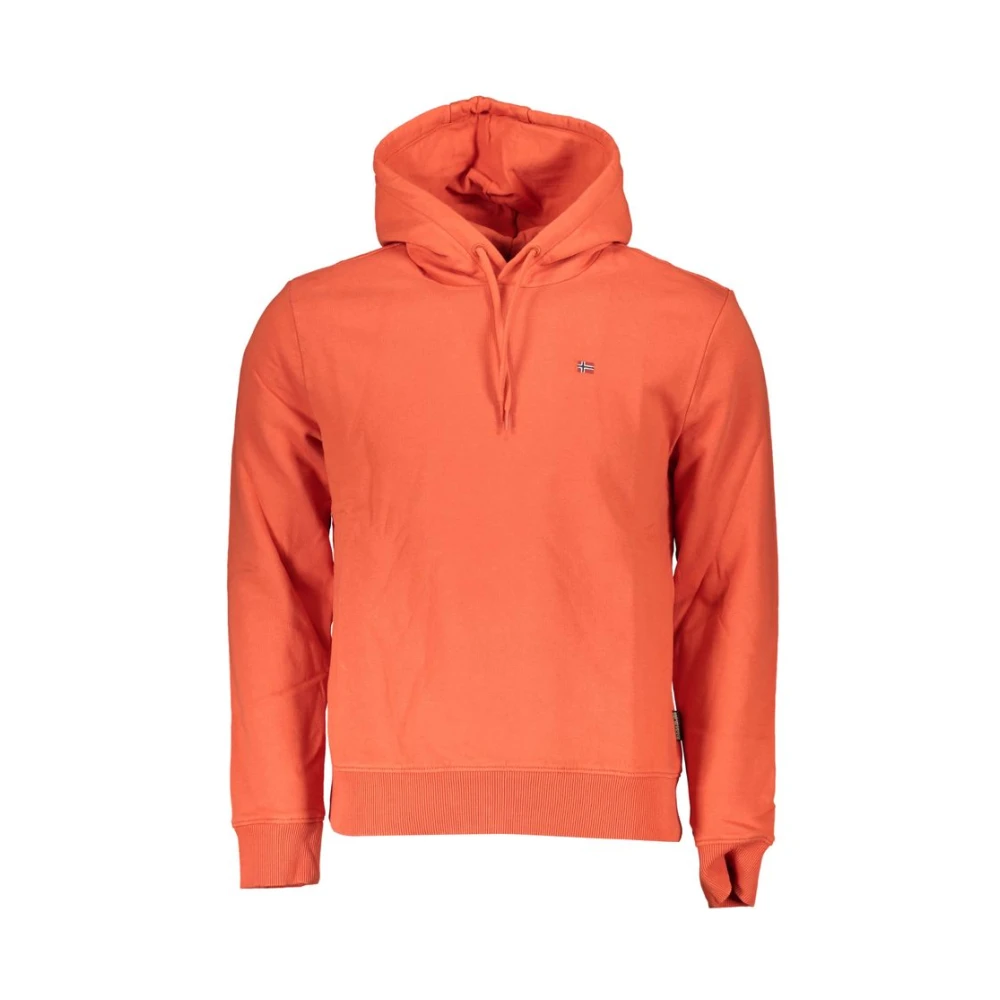 Napapijri Men's Orange Hoodies, M, Chic Pink Fleece Hoodie