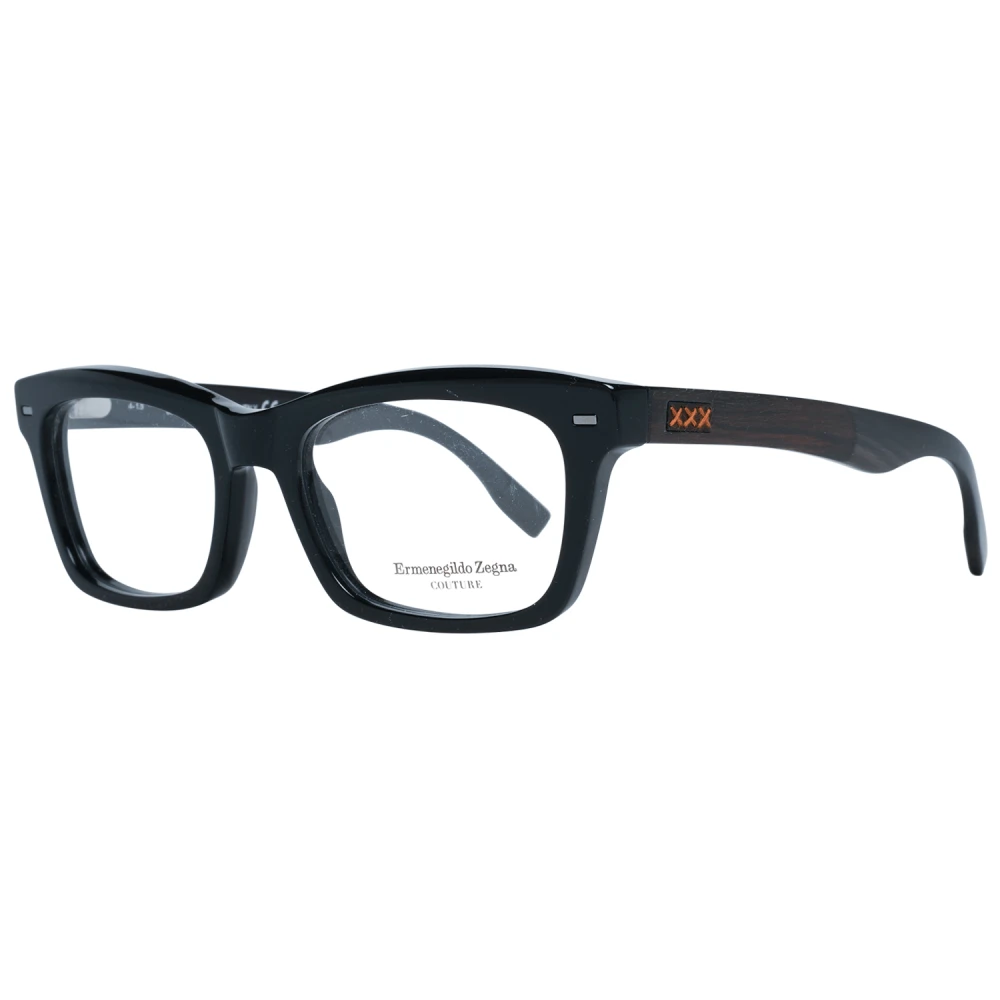 Ermenegildo Zegna Zwarte Trapezium Optische Brillen met Veerscharnier Black Heren
