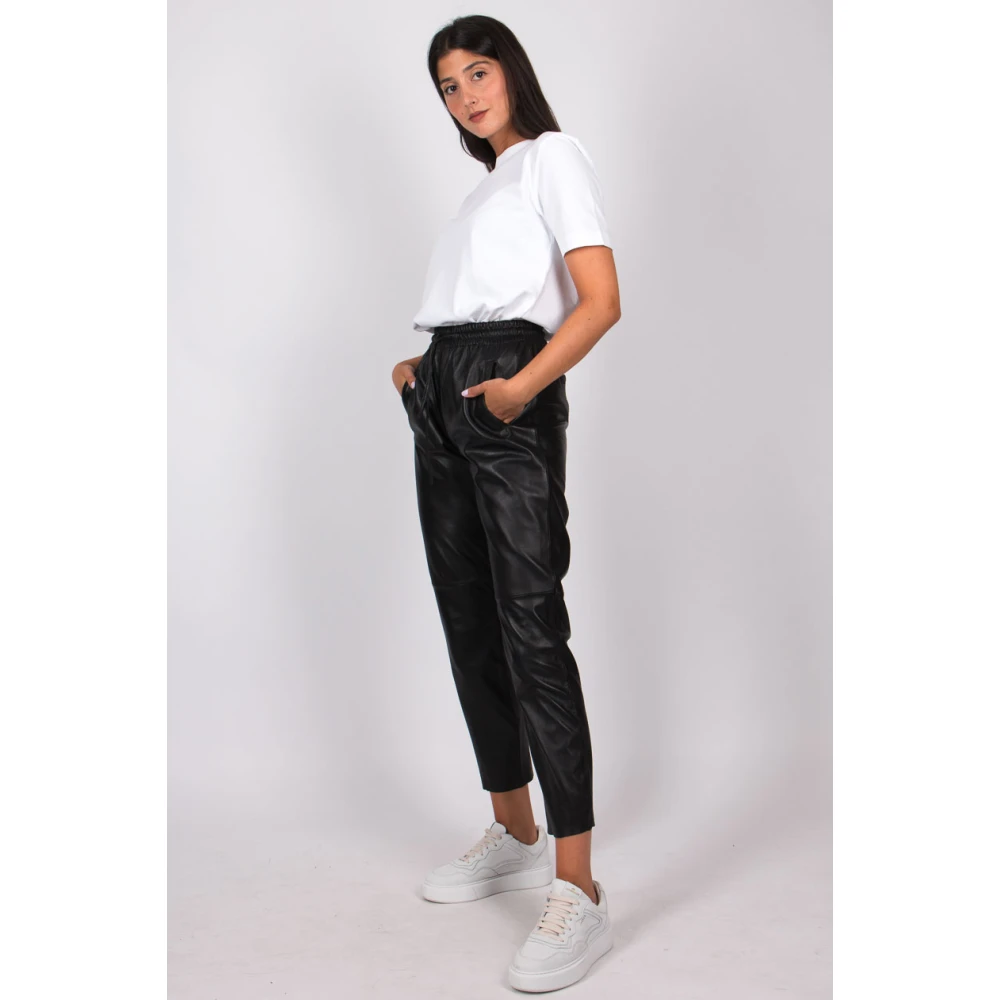 Oakwood Zwarte leren cadeau Lederhose Black Dames