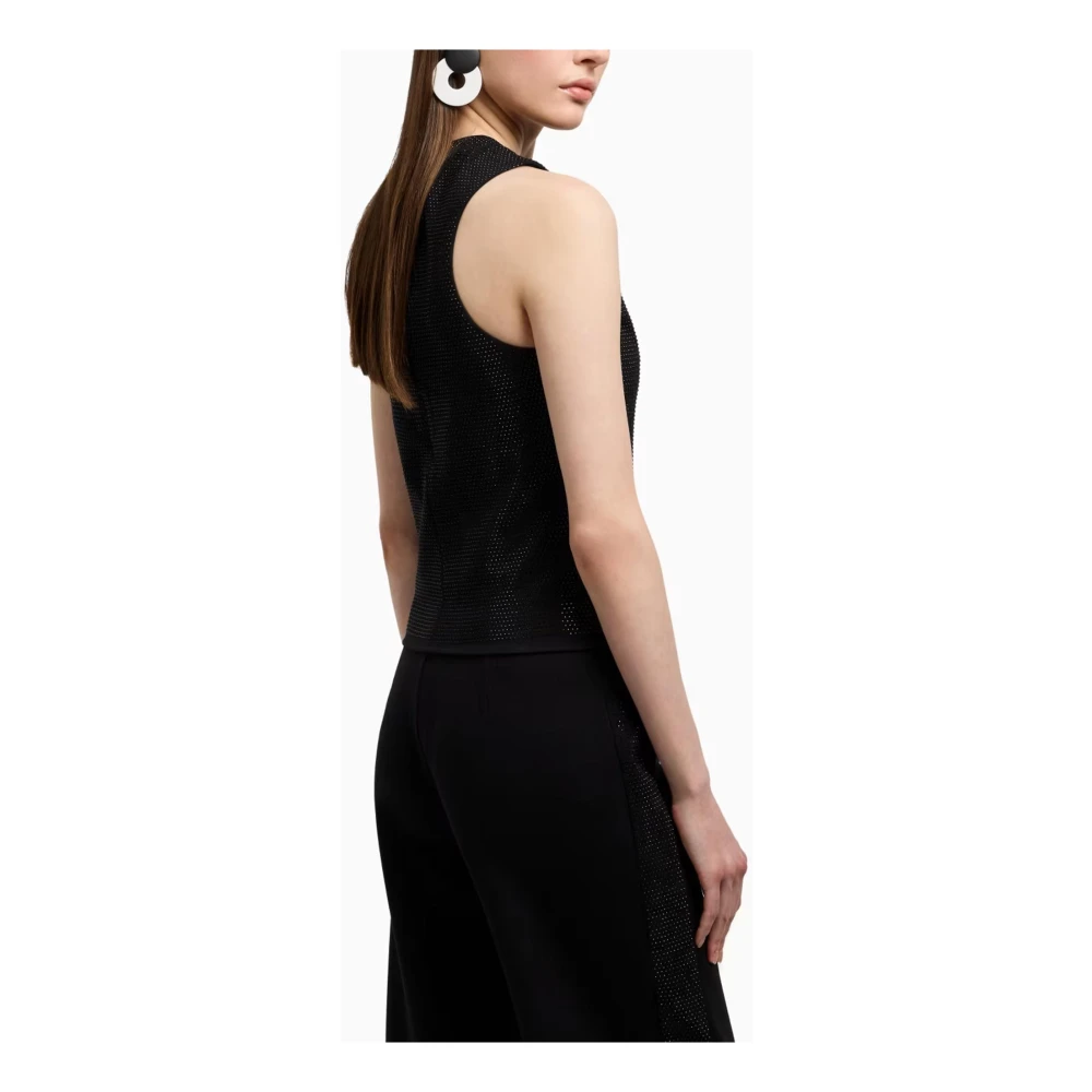 Emporio Armani Zwarte Studs Mouwloze Top Black Dames
