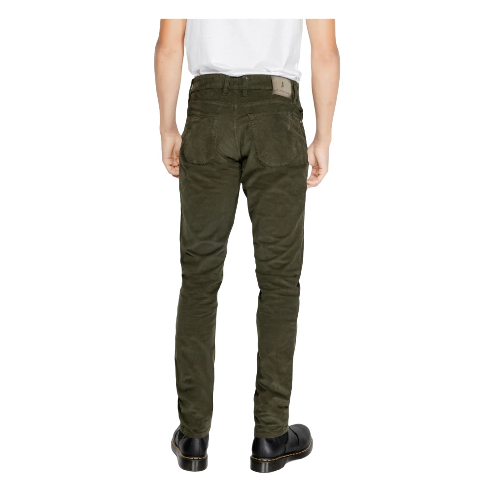 Jeckerson Groene Katoen-Lycra Herenbroek Rits Knoopsluiting Green Heren
