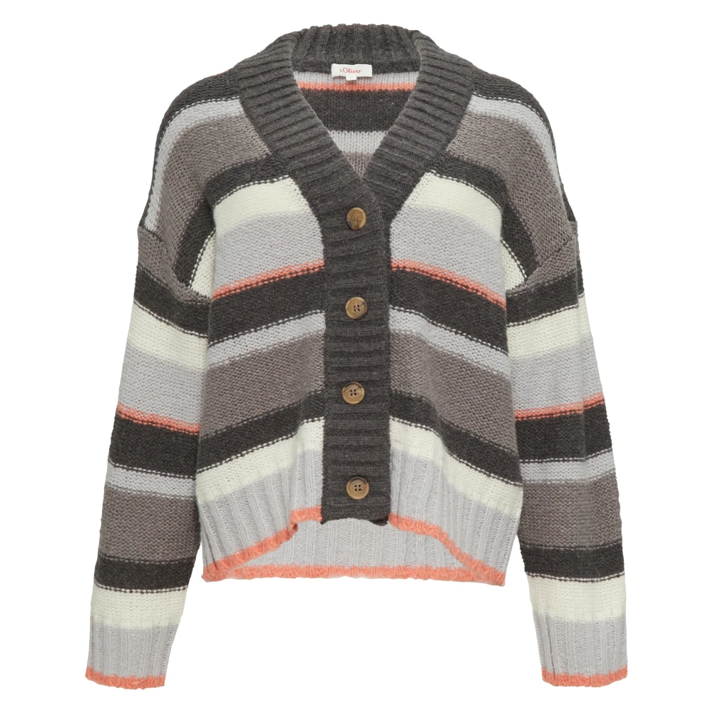 S.Oliver Korte Gebreide Vest met Brede Knopen Gray Dames