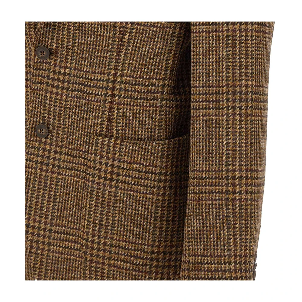 Fay Bruine Wollen Blazer Houndstooth Patroon Brown Heren
