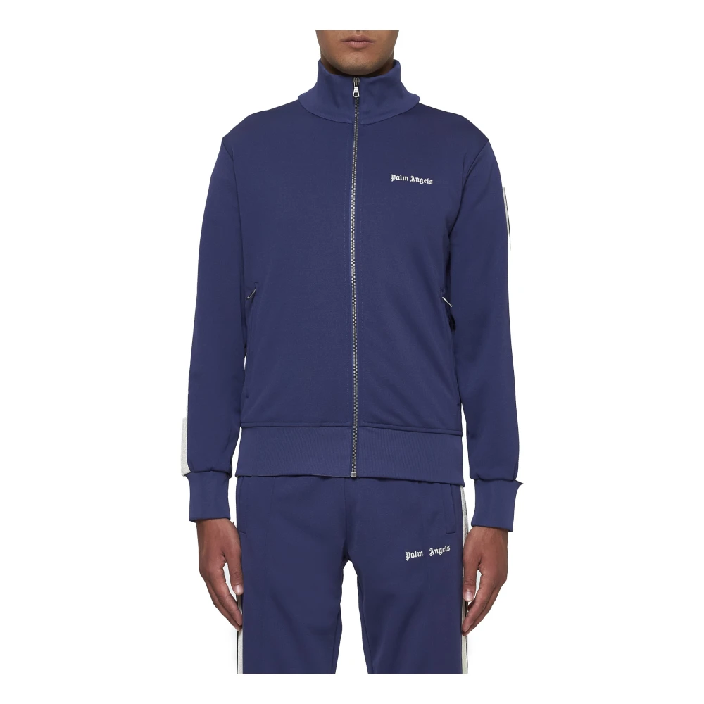 Palm Angels Navy Blue Track Jacket met Logo Blue Heren