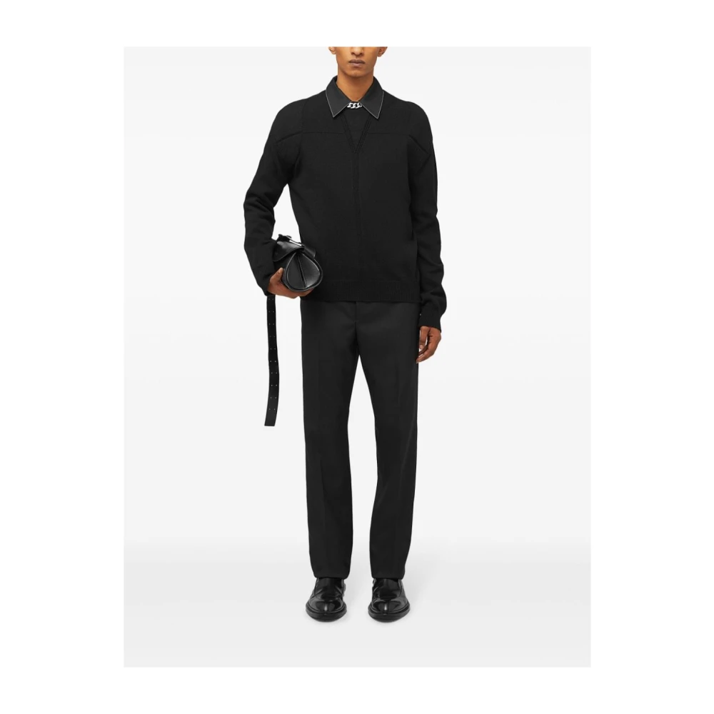 Jil Sander Zwarte Gebreide Trui met Ronde Hals Black Heren