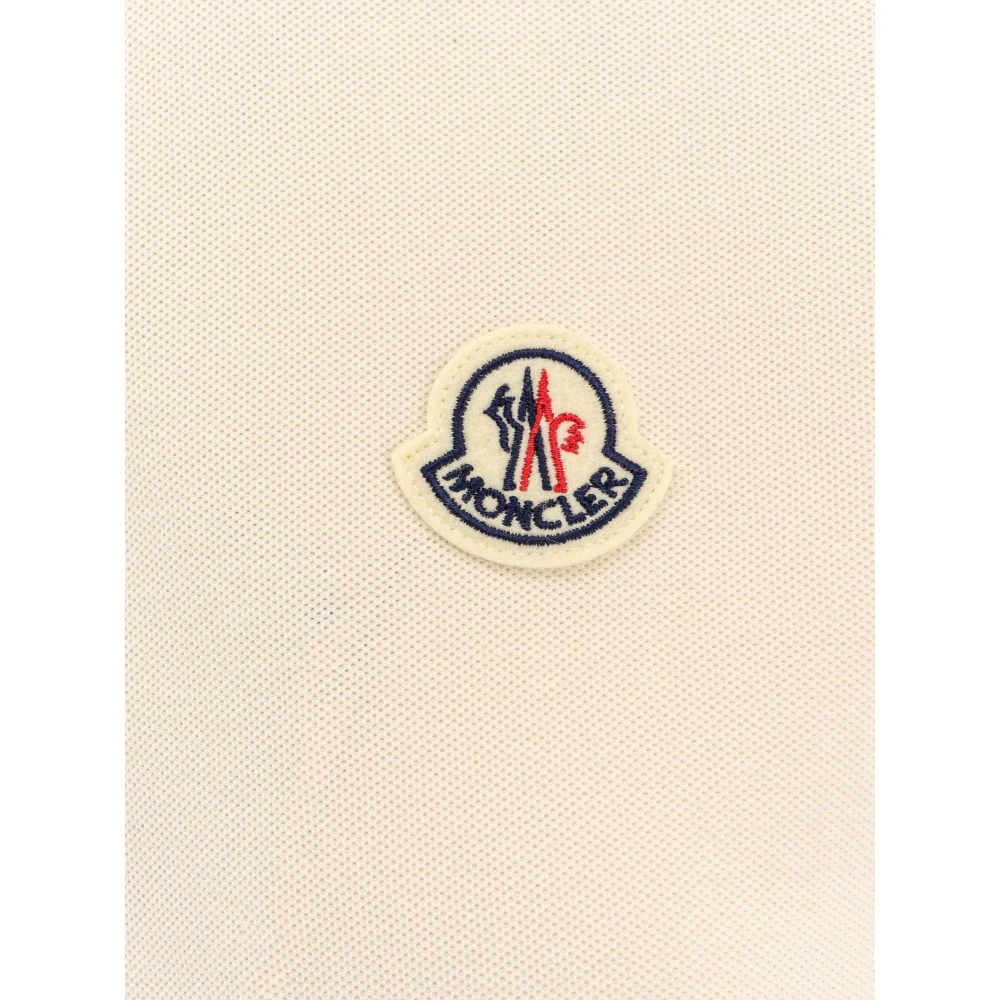 Moncler Katoenen Polo Shirt met Logo Patch Beige Dames