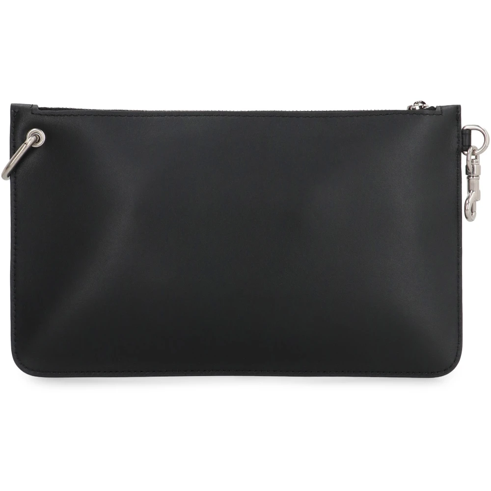 Dolce & Gabbana Leren platte tas met schouderband Black Heren