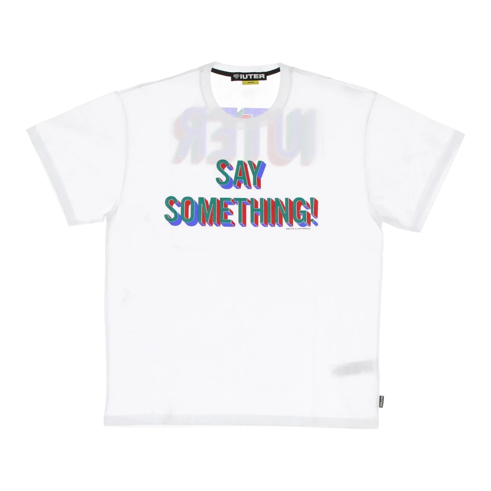 Iuter Witte Heren Tee met Screen Print White Heren