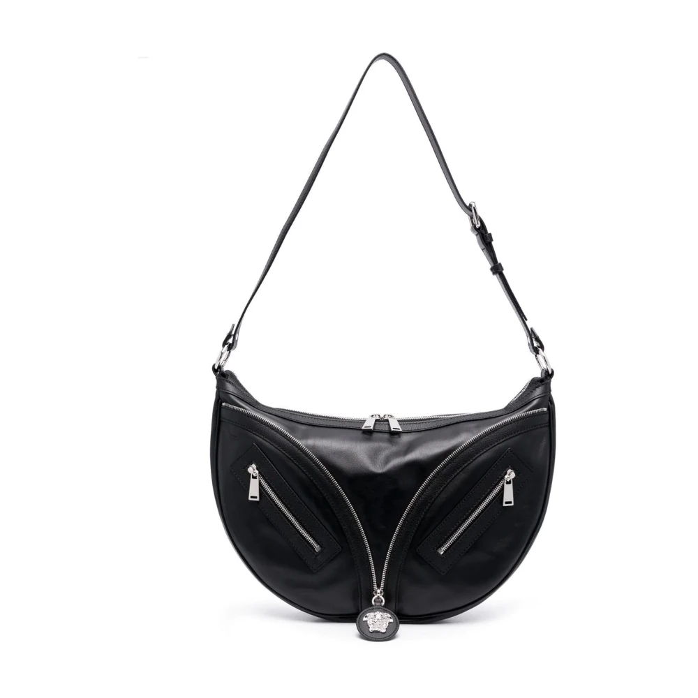 Versace Kalfsleren Hobo Tas Black Dames