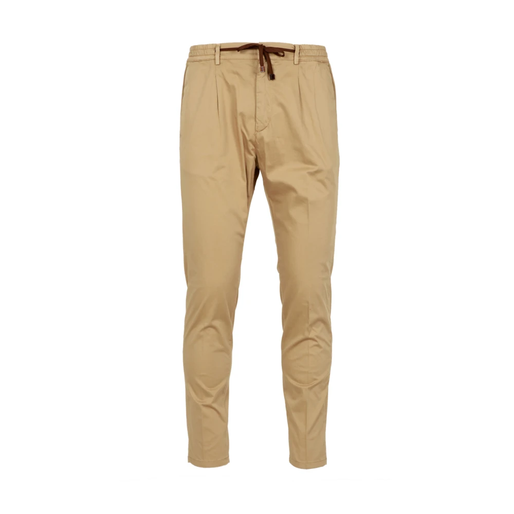 Cruna Bruine Katoenen Broek met Elastische Tailleband Brown Heren