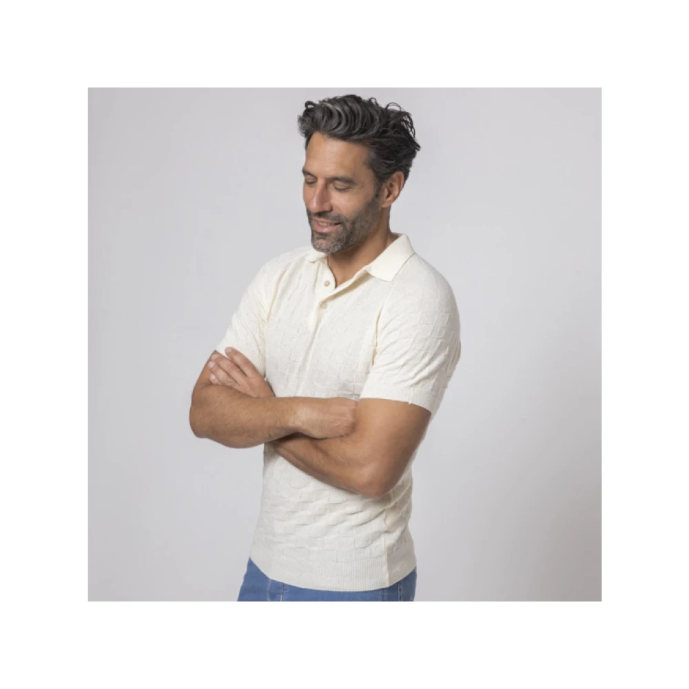 Gran Sasso Geometric Polo Shirt Beige Heren