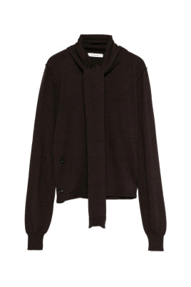 dark-brown-tie-neck-sweater