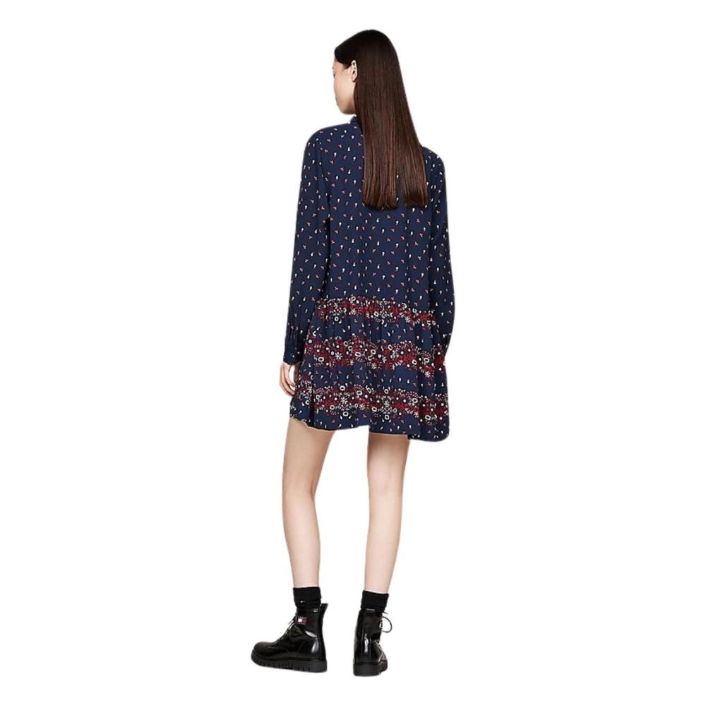 Tommy Hilfiger Blauwe Bloemenoverhemdjurk Blue Dames