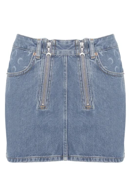 Moon Laser Denim Mini Skirt