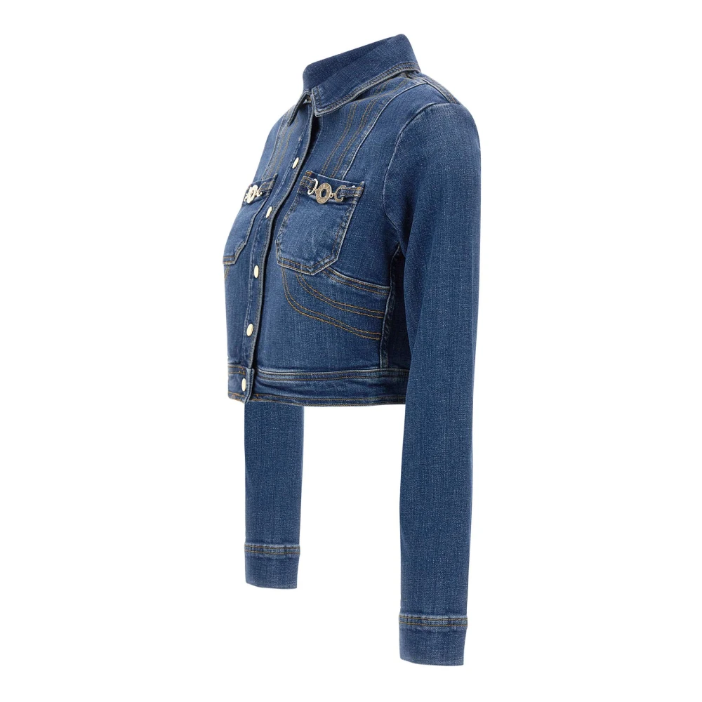 Liu Jo Denim Stretch Jack met Gouden Knopen Blue Dames