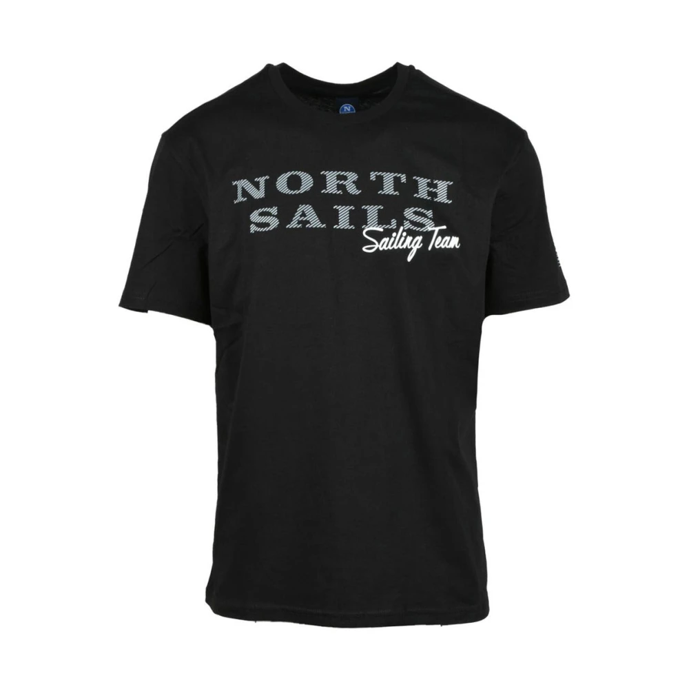 North Sails Zwarte Katoenen Logo Print T-shirt Black Heren