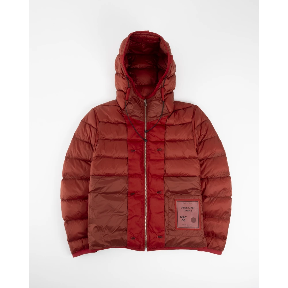 Ten C Gewatteerd Dons Hoodie met Zakken Red Heren