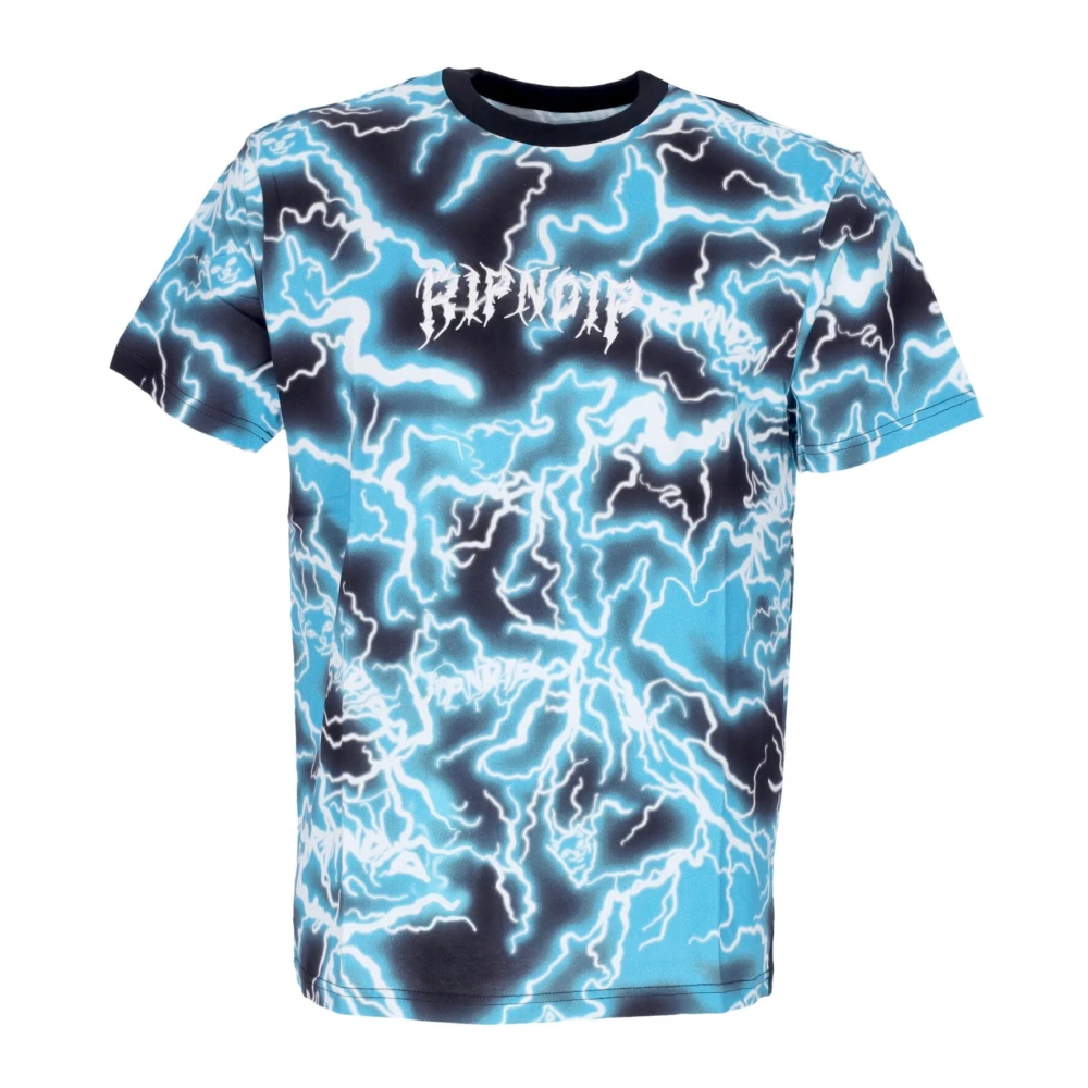 Ripndip Geborduurde Bliksem Tee Zwart Blauw Multicolor Heren