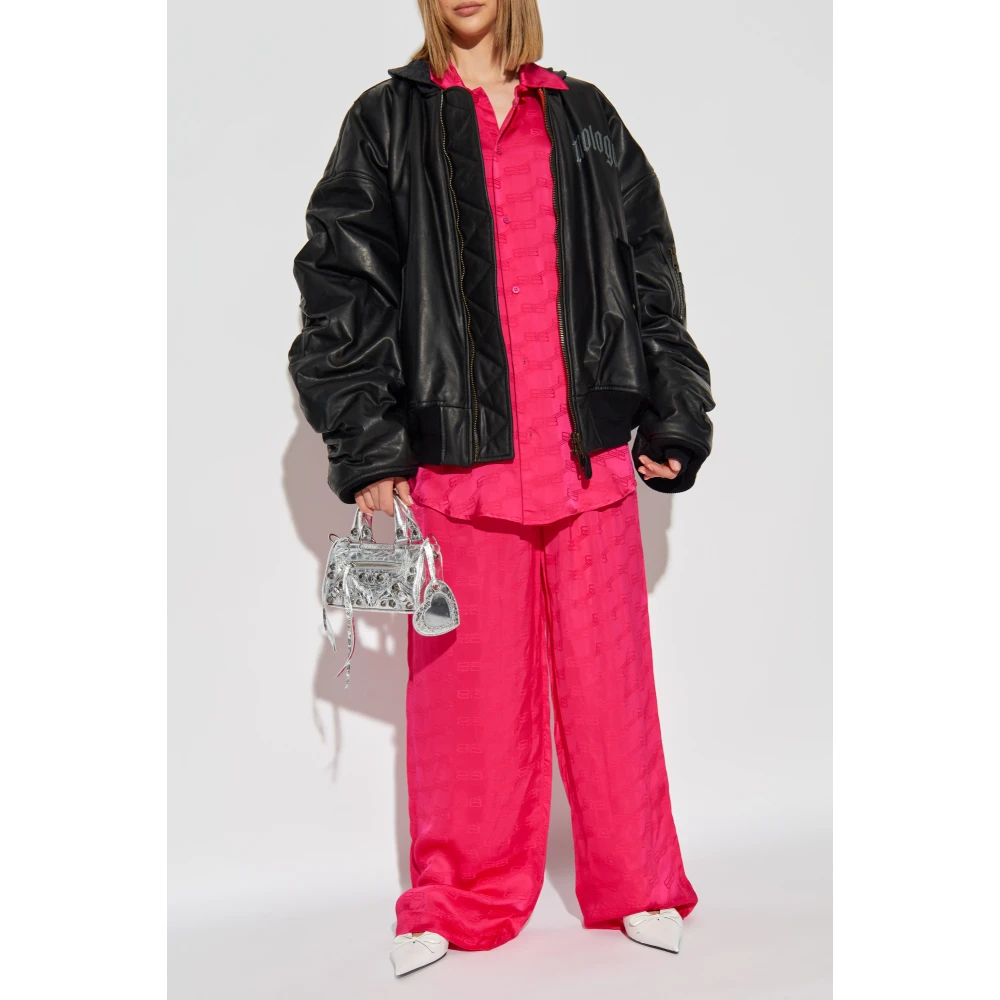 Balenciaga Losvallend overhemd met monogram Pink Dames