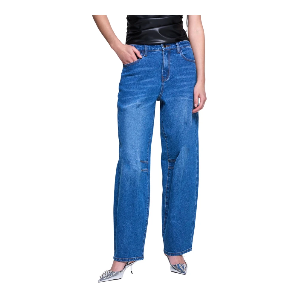 Silvian Heach Mom Fit Jeans met zakken en riemlussen Blue Dames