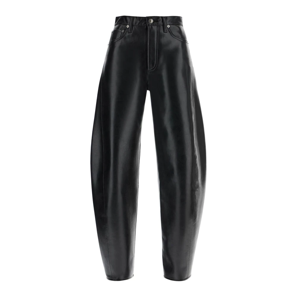 Agolde Barrel Leren Broek Black Dames