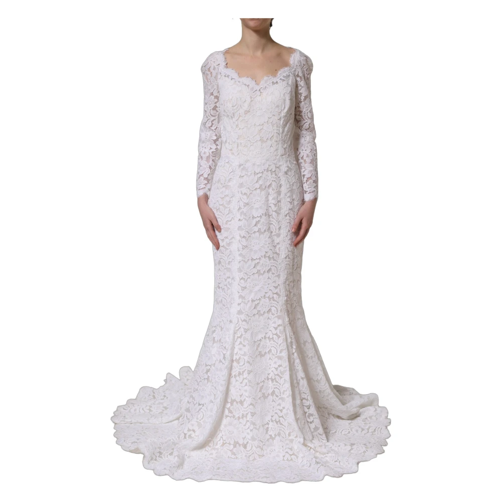 Dolce & Gabbana Women's White Gowns, 2XS, Mermaid Long Gown Dress