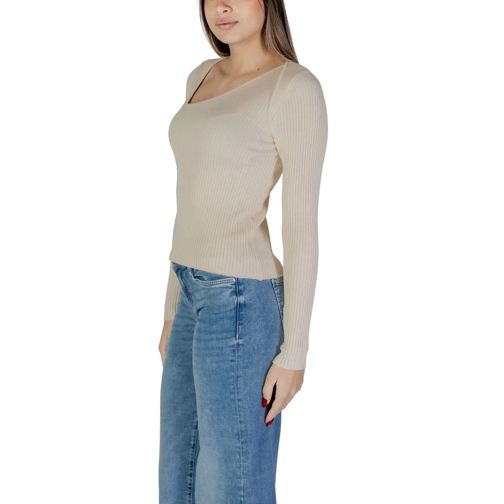 Vila Crème Viscose Tops & T-Shirt Beige Dames