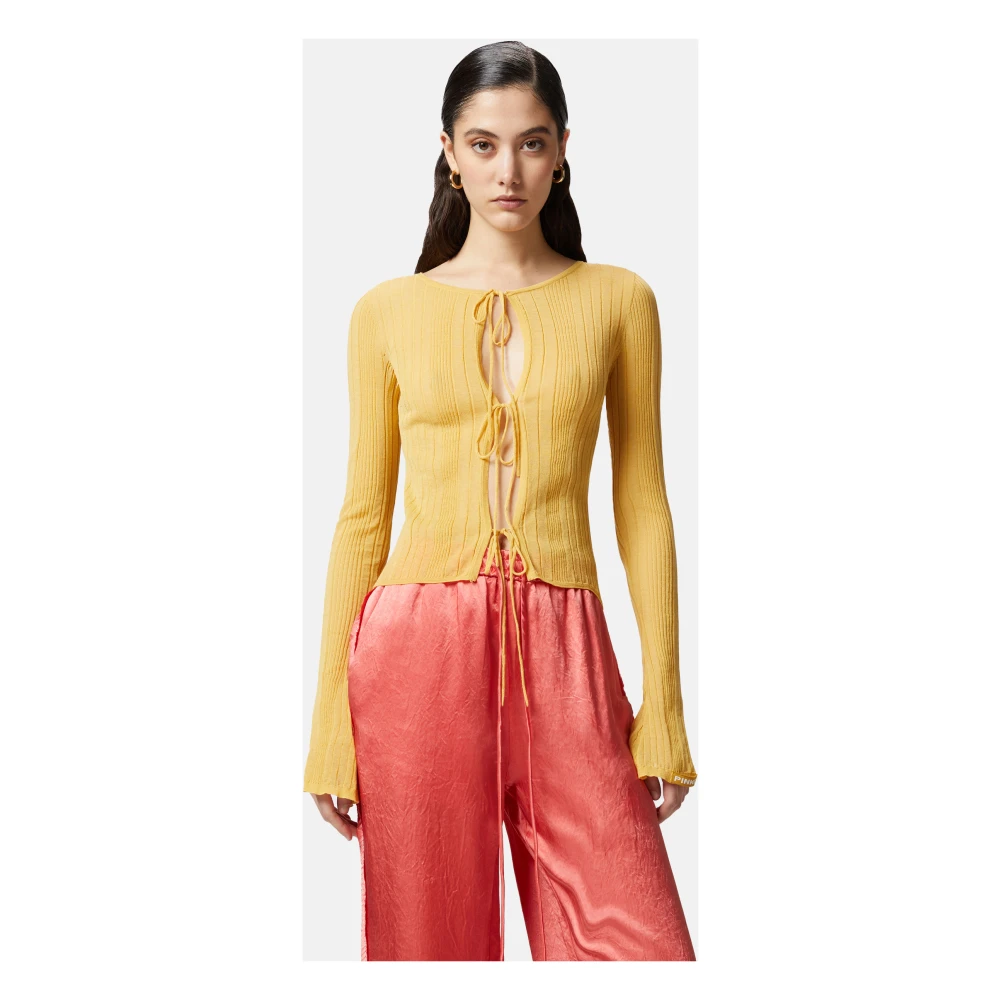 pinko Transparante Crepe Breiwerk Yellow Dames