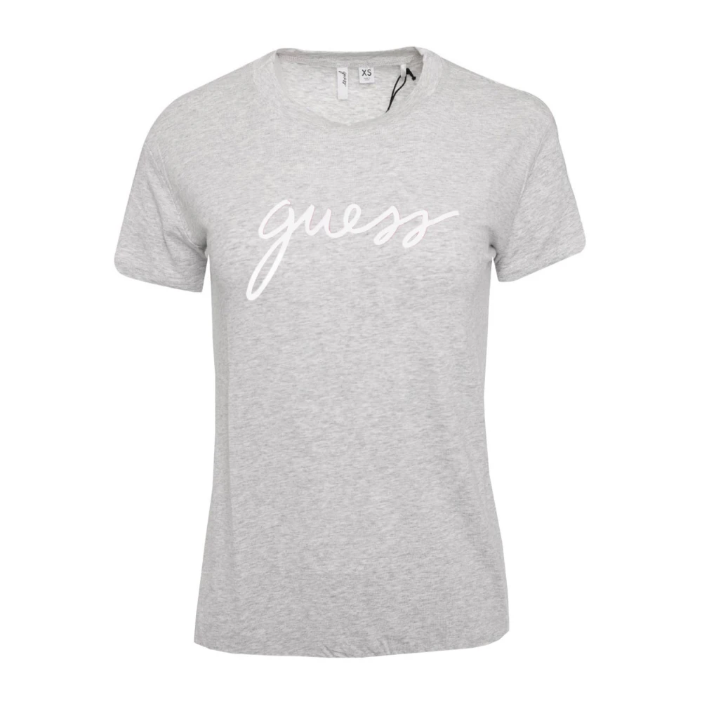 Guess Signature Logo T-Shirt Grijs Stretch Gray Dames