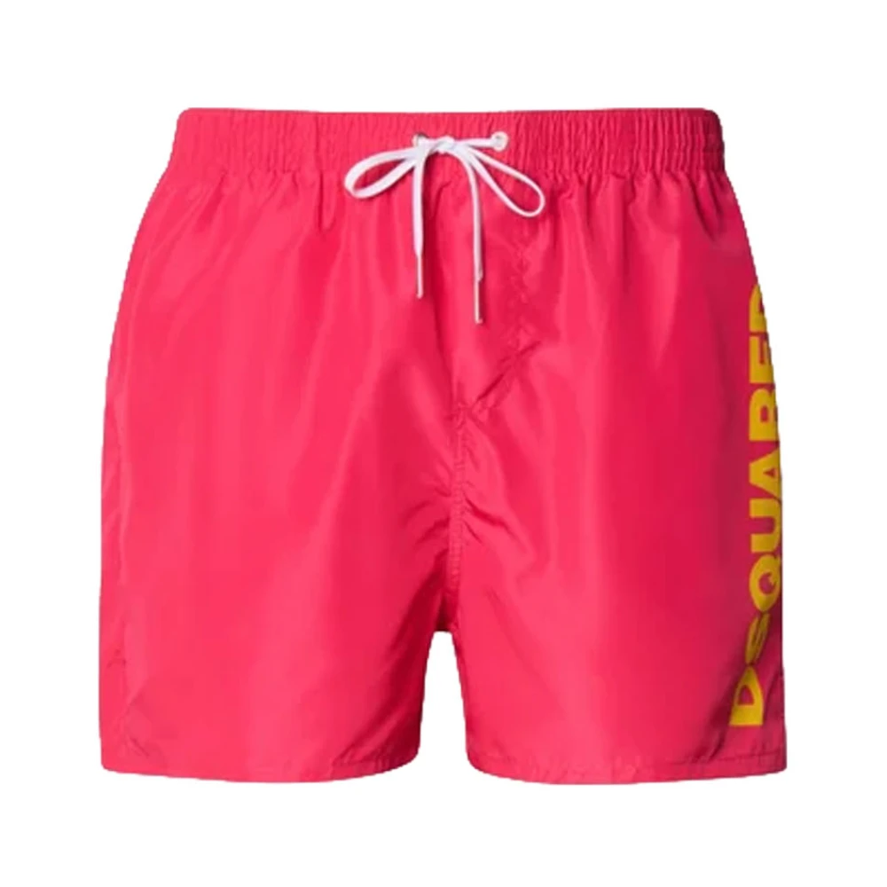Dsquared2 Uomo Rosa - Logo Midi Swim Boxer - Swimwear - Xs