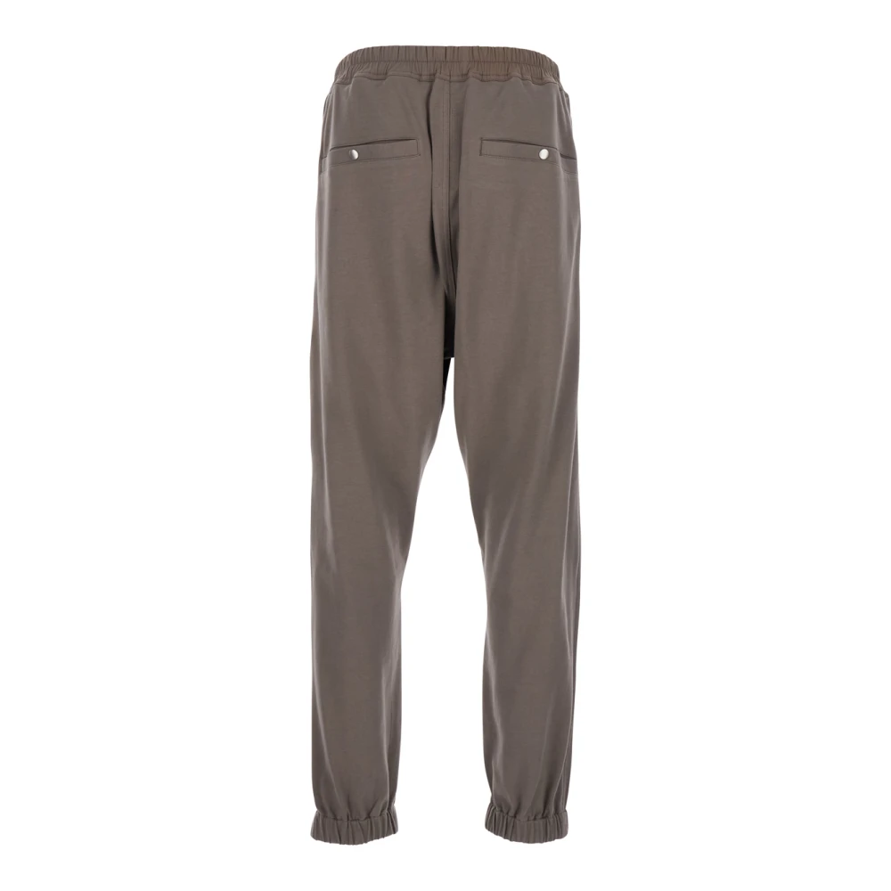 Rick Owens Elastische Taille Grijze Katoenen Broek Brown Heren