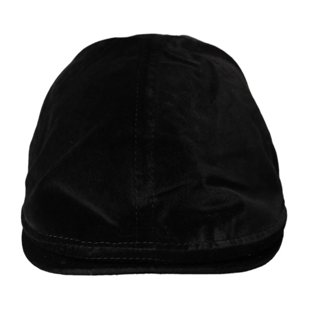 Dolce & Gabbana Zwarte Katoenen Newsboy Cap Black Heren