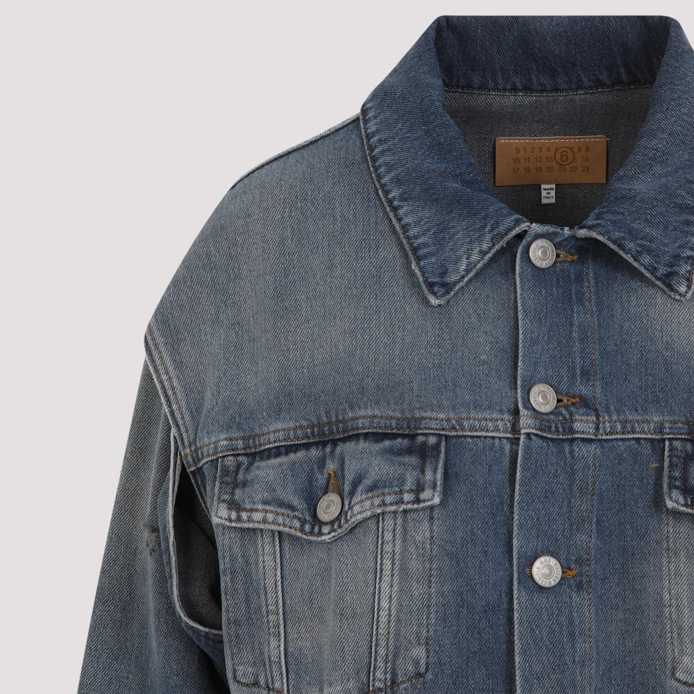MM6 Maison Margiela Blauwe Jas Verhoog Garderobe Stijl Blue Dames